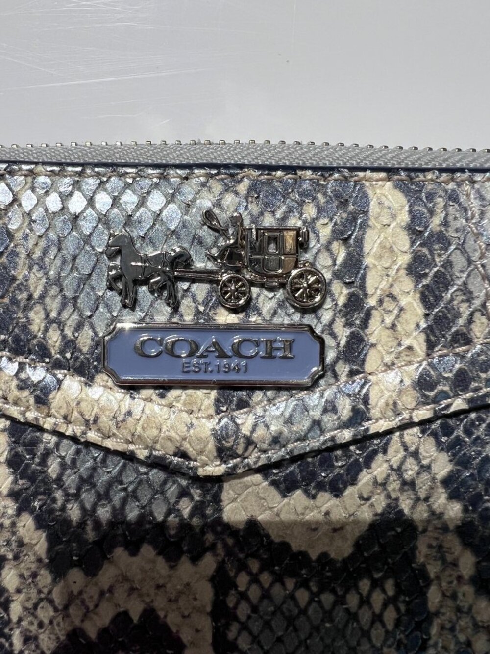 COACH Madison Python Embossed Leather Accordion Wallet. Excellent Condition